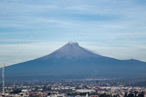 Panoramic view of the city, Popocatepetl volcano, Cholula, Puebla, Mexico
