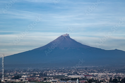 Panoramic view of the city, Popocatepetl volcano, Cholula, Puebla, Mexico