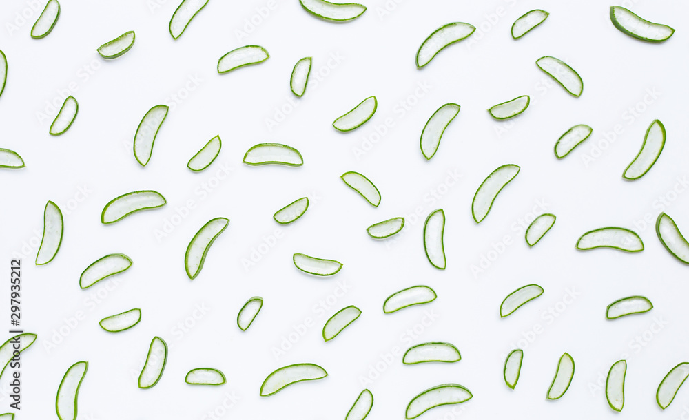 Aloe Vera slices on white background. Aloe Vera slices on white background.