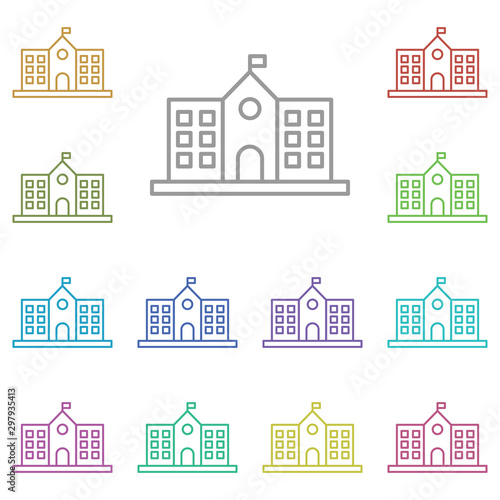 School, building multi color icon. Simple thin line, outline vector of buildings icons for ui and ux, website or mobile application