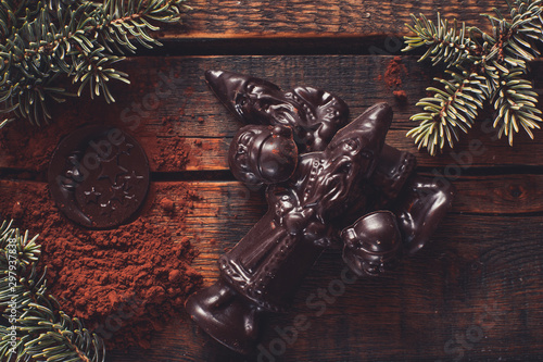 A pile of artisinal dark Christmas Chocolate photo