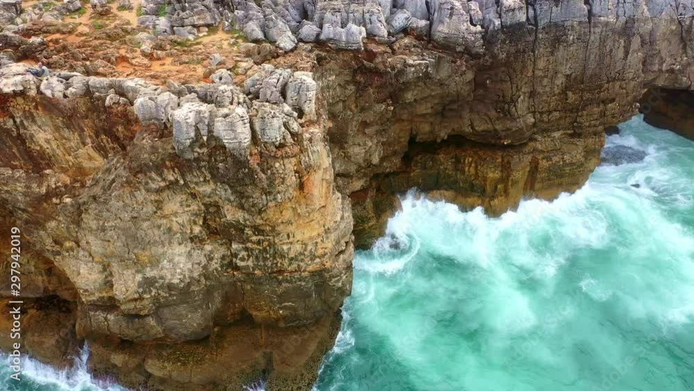 Beautiful nature and famous landmarks of Portugal - Boca do Inferno - aerial drone footage