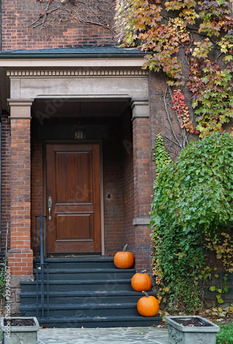 Wallpaper Mural Front steps of house with pumpkins for Halloween Torontodigital.ca