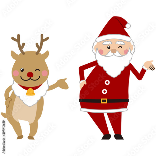 クリスマス　踊るサンタとトナカイ　どうぞ