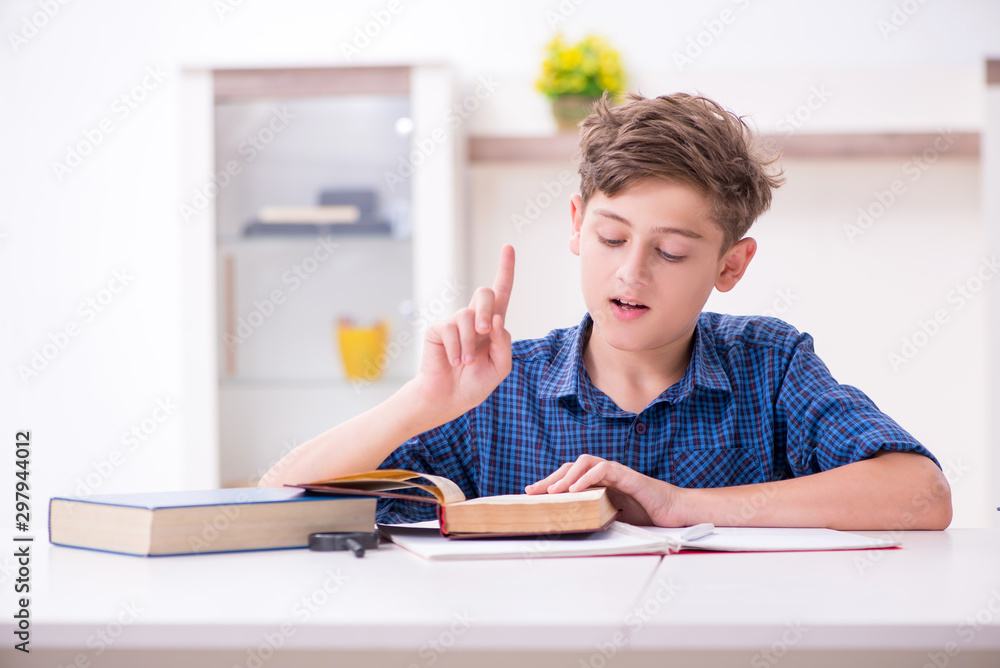 Kid preparing for school at home Kid preparing for school at home
