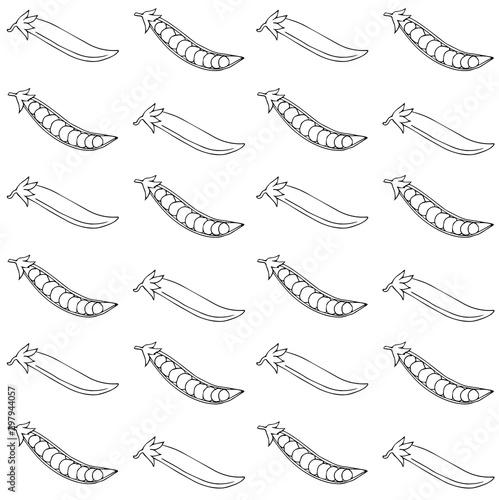 Vector seamless pattern of hand drawn sketch peas isolated on white background