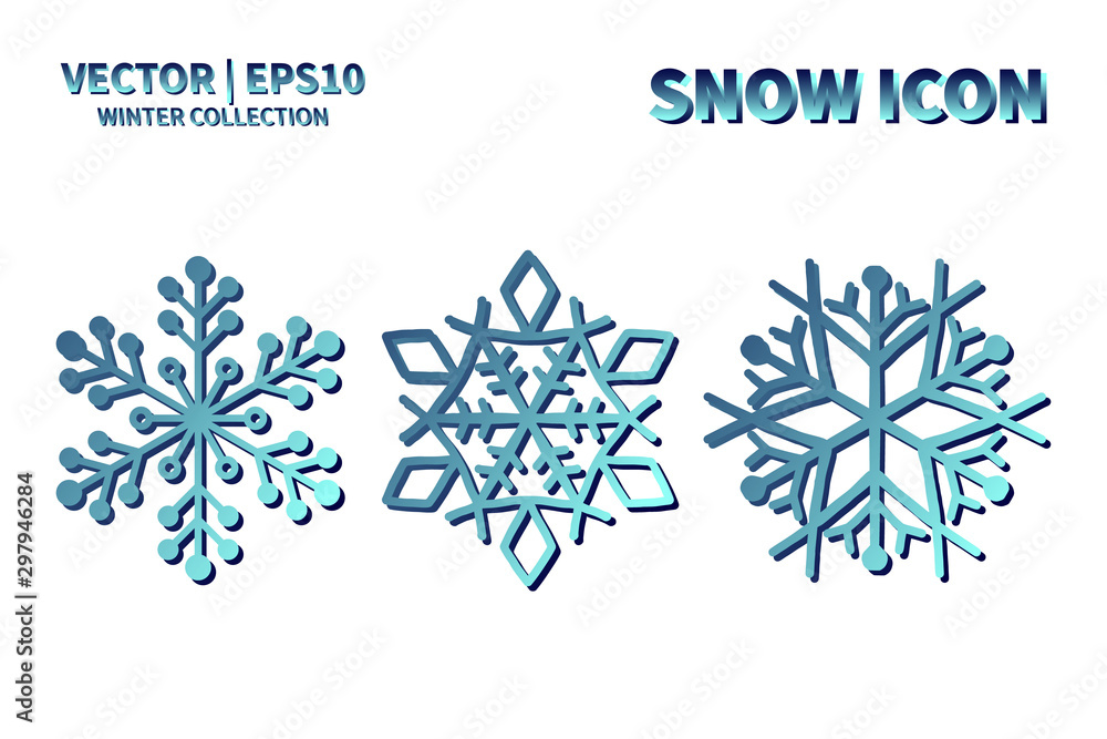 Snowflake vector icon set. Christmas and winter snow flake element collection. Isolated flat new year holiday decoration illustration template. Cold weather object design silhouette symbol Snowflake vector icon set. Christmas and winter snow flake element collection. Isolated flat new year holiday decoration illustration template. Cold weather object design silhouette symbol