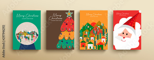 Christmas and new year cute scandinavian card set