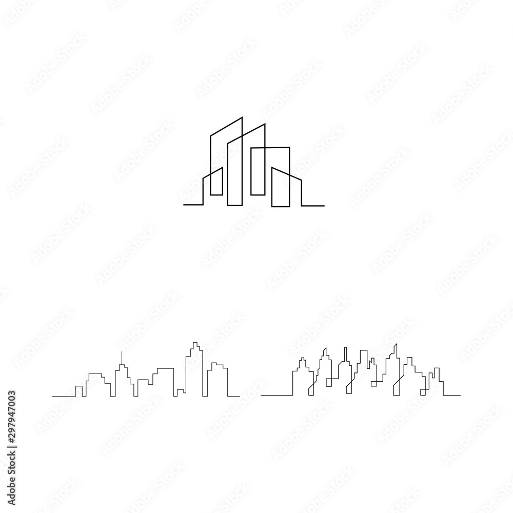 set of Modern City skyline . city silhouette. vector illustration in flat