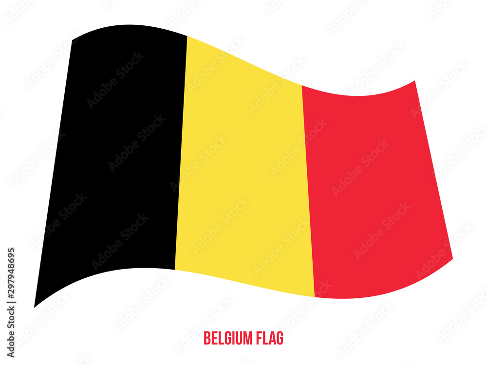 Fototapeta premium Belgium Flag Waving Vector Illustration on White Background. Belgium National Flag.