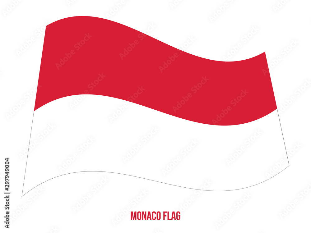 Naklejka premium Monaco Flag Waving Vector Illustration on White Background. Monaco National Flag.