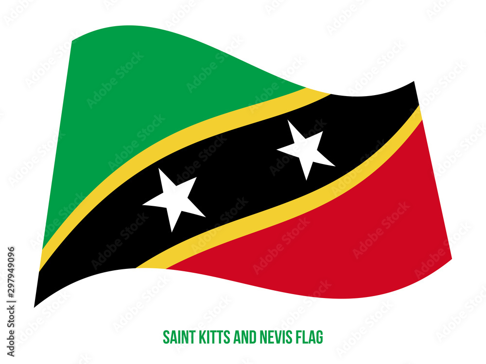 Saint Kitts and Nevis Flag Waving Vector Illustration on White Background. National Flag Saint Kitts and Nevis Flag Waving Vector Illustration on White Background. National Flag