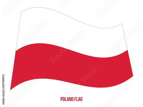 Poland Flag Waving Vector Illustration on White Background. Poland National Flag.