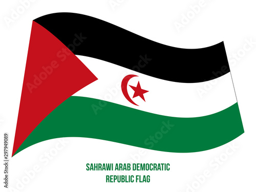 Sahrawi Arab Democratic Republic Flag Waving Vector Illustration on White Background. National Flag