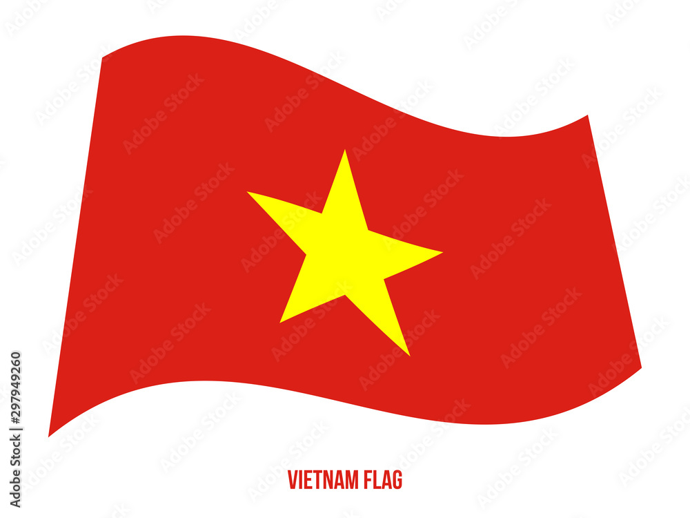 Vietnam Flag Waving Vector Illustration on White Background. Vietnam National Flag. Vietnam Flag Waving Vector Illustration on White Background. Vietnam National Flag.