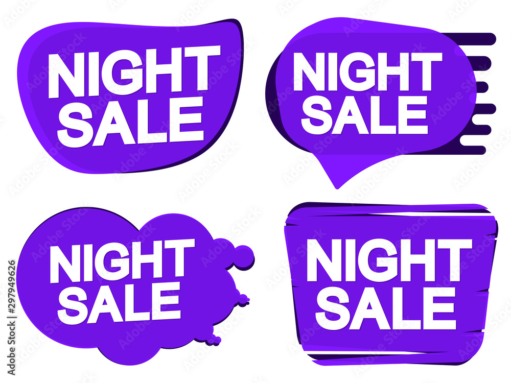 Set Night Sale bubble banners design template, discount tags, app icons, vector illustration Set Night Sale bubble banners design template, discount tags, app icons, vector illustration
