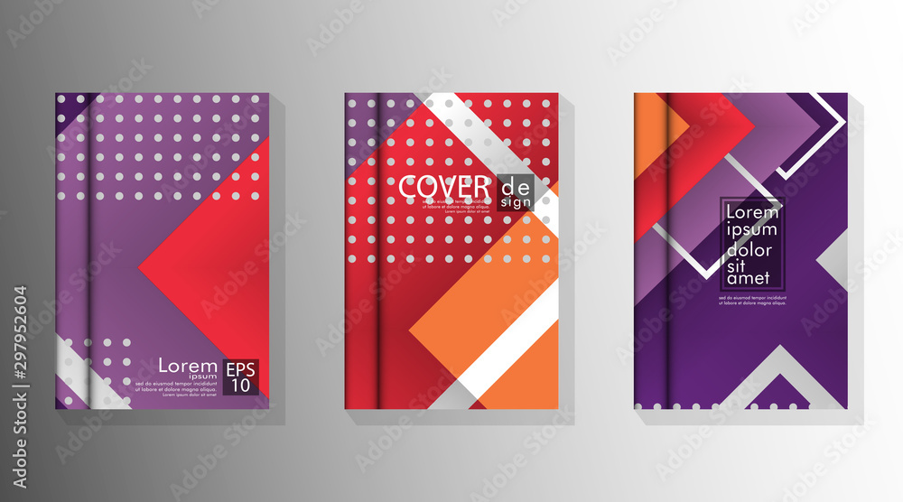 The Cover Book is arranged with memphis and hipster style graphic geometric elements. Valid for placards, brochures, posters, covers and banners.