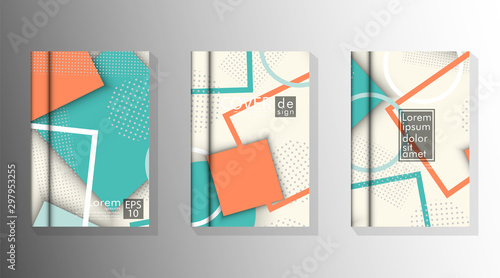 The Cover Book is arranged with memphis and hipster style graphic geometric elements. Valid for placards, brochures, posters, covers and banners.