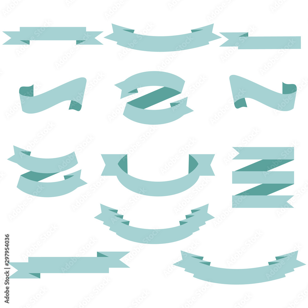 Blue Pastel Ribbon Set In Isolated White Background, Vector Illustration. Gold Ribbon Set In Isolated White Background, Vector Illustration Blue Pastel Ribbon Set In Isolated White Background, Vector Illustration. Gold Ribbon Set In Isolated White Background, Vector Illustration
