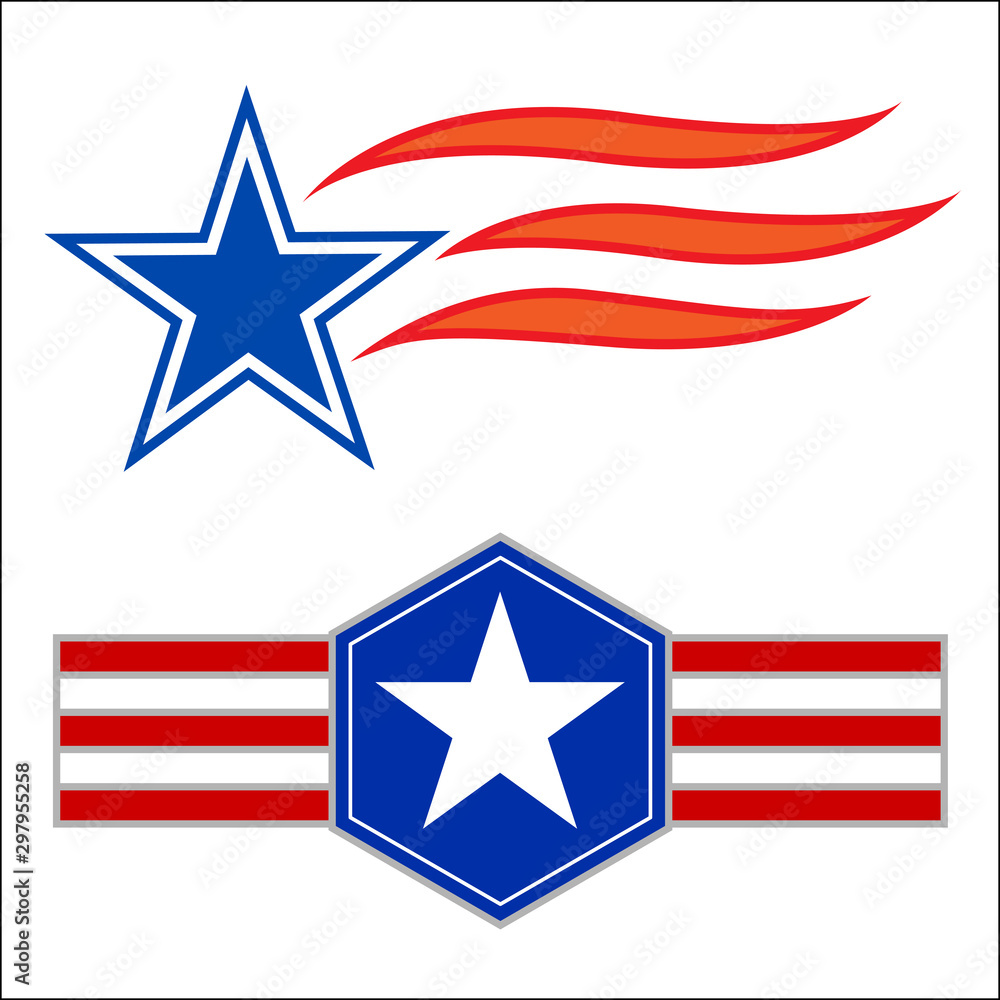 American decorative star symbols icon set American decorative star symbols icon set