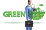 Green energy anc ecology concept with businessman