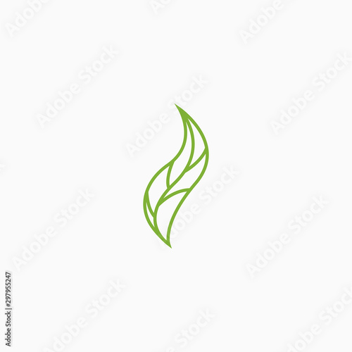 Leaf Logo Icon Design Template. Line, Minimalist, Simple, Modern Vector Illustration