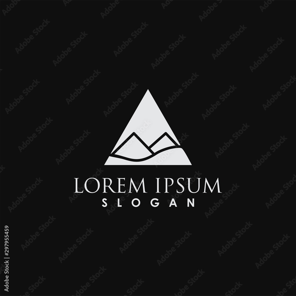 Mountain Logo With Line Style. Peak Hiking Adventure Vector Illustration Mountain Logo With Line Style. Peak Hiking Adventure Vector Illustration