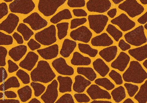 Giraffe fur skin seamless pattern, carpet Giraffe hairy print background, brown and yellow texture, look smooth, fluffly and soft, using brush photoshop to design the graphic. photo