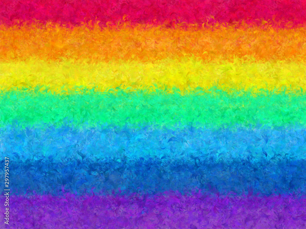 Rainbow Fur Feather texture design for use as a background or paper element scrapbook. Rainbow pattern abstract seven colors. 7 stripes colors fashion modern concept.