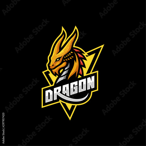 Mythological animals dragon sport e-sports gaming mascot logo vector template