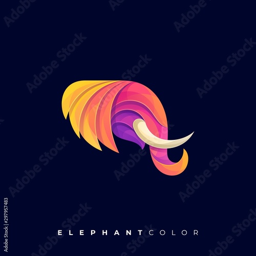 Elephant Colorful Logo Vector Template