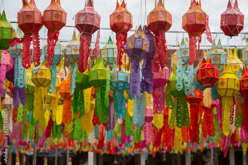 Colorful Yi Peng Lantern, Lanna lantern in northern