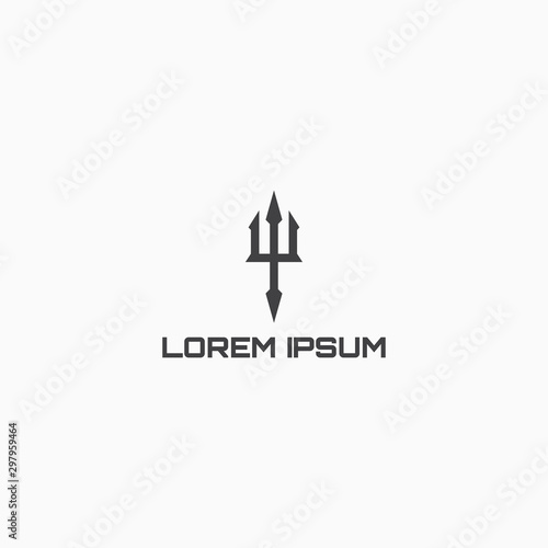 Trident Logo Icon Design Template. Poseidon, Ocean, marine flat Vector Illustration