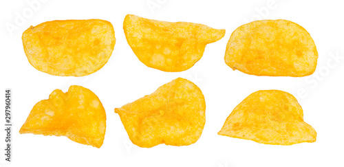 potatoes snack chips collection set with isolated on white background