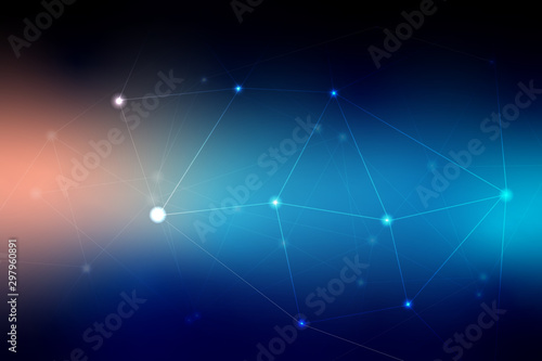 Abstract polygonal space low poly dark with connecting dots and lines. Connection structure technology and business.