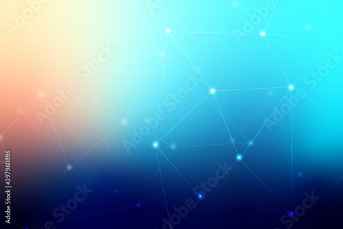 Abstract polygonal space low poly dark with connecting dots and lines. Connection structure technology and business.