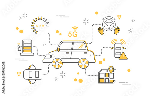 Simple 5G line illustration collection