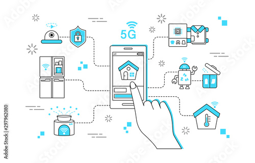 Simple 5G line illustration collection