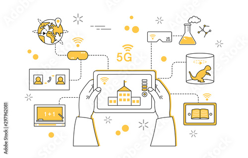 Simple 5G line illustration collection