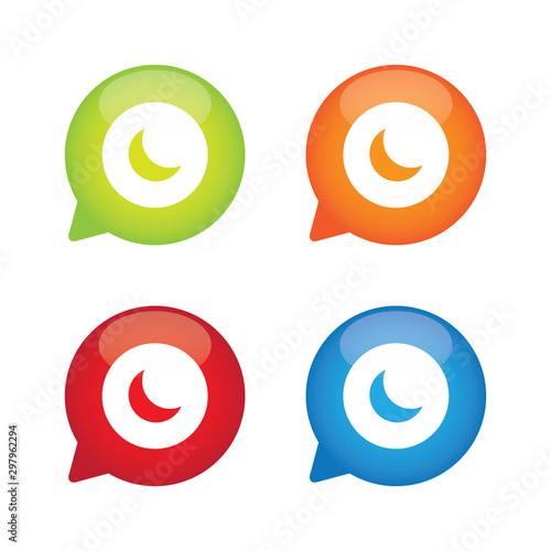 Colorful Glossy Crescent Moon Speech Bubble Labels