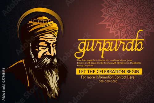 illustration of Happy Gurpurab, Guru Nanak Jayanti festival of Sikh celebration background