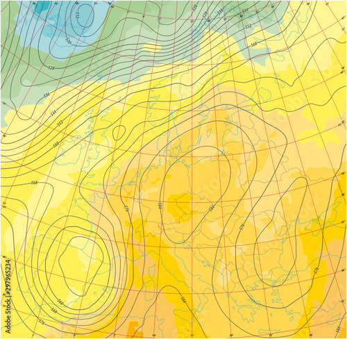 fictional weather and temperature map of Europe