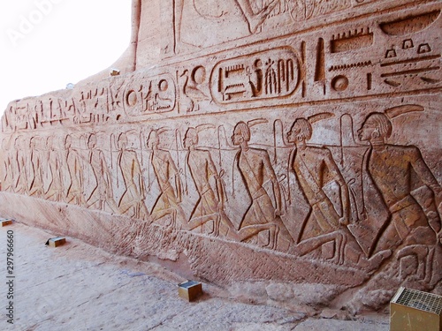 Interior of Great Temple, Abu Simbel in Egyptian, in Nubia village in Egypt. The complex is part of the?UNESCO?World Heritage Site?known as the Nubian Monuments. Paintings for Egyptian Kings story.