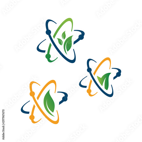 vitamin logo design vector icon science symbol and green elements illustration