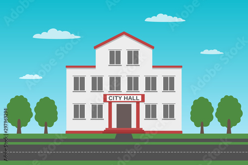 City hall building. Cartoon style. Vector.