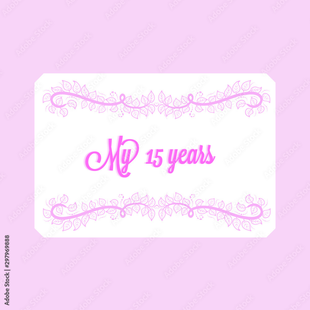 15 years anniversary invitation card swirl floral decoration vector