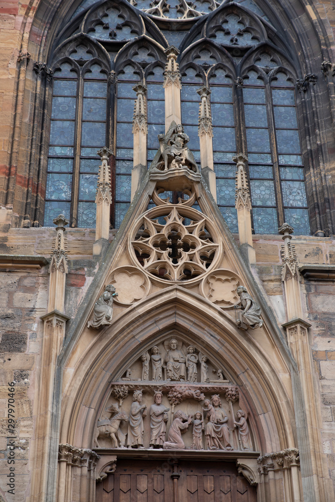 Facade of a church in Colmar, France