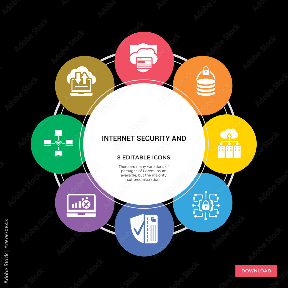 Fotografie 8 internet security and concept icons infographic design