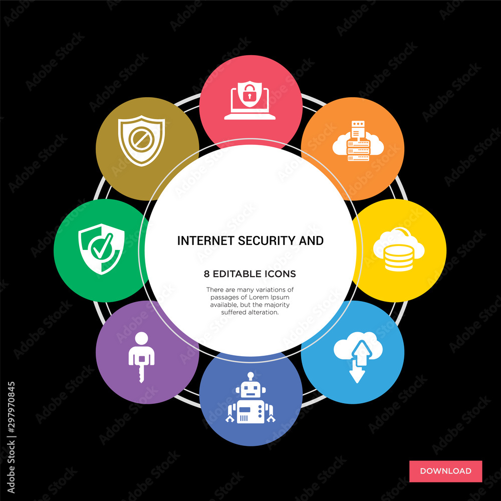 Fotografie 8 internet security and concept icons infographic design