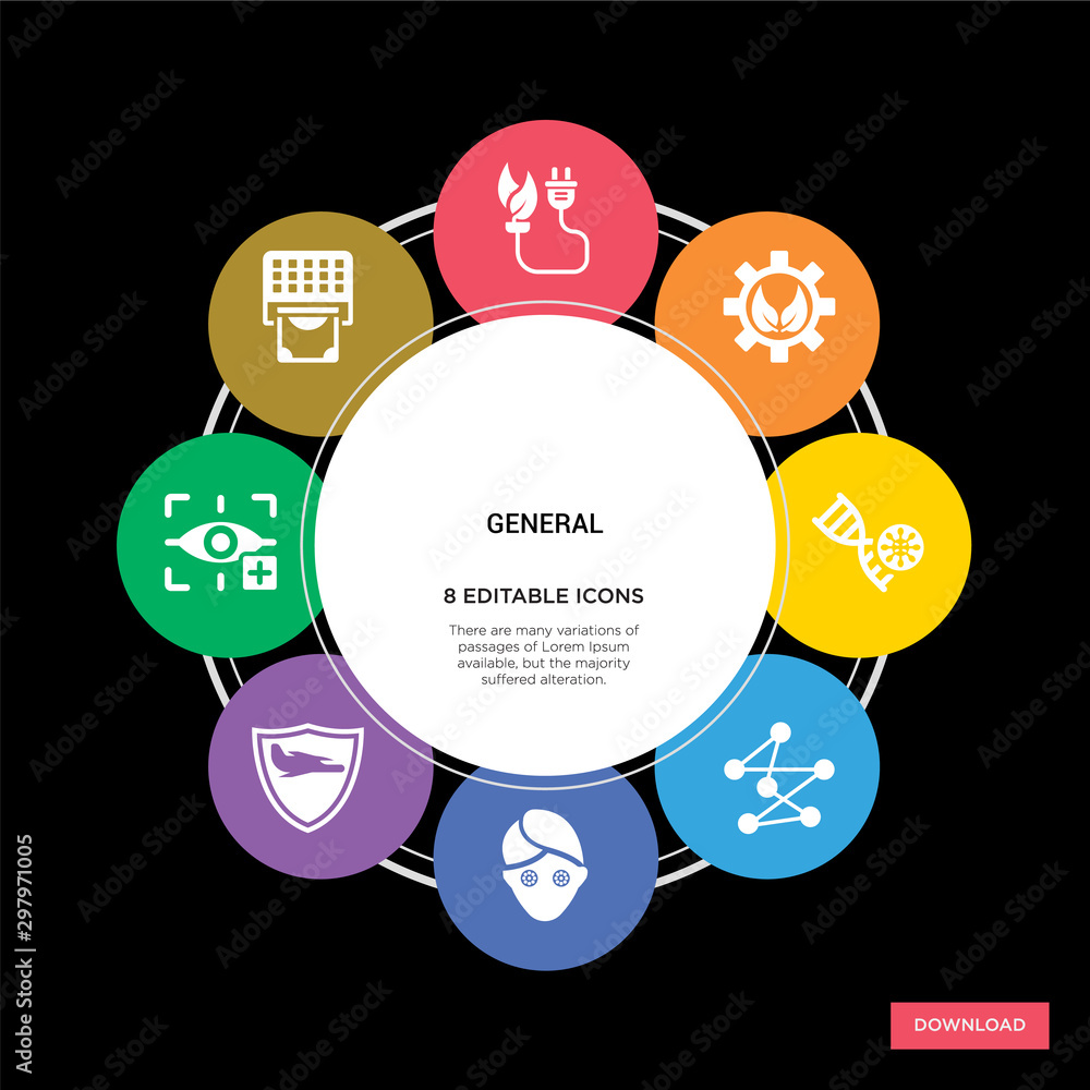 Fotografie 8 general concept icons infographic design